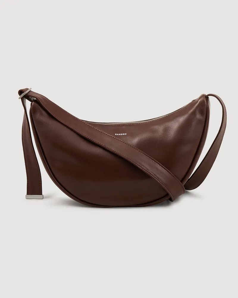 Sandro Kleine Hobo-Tasche aus Leder Cognac.