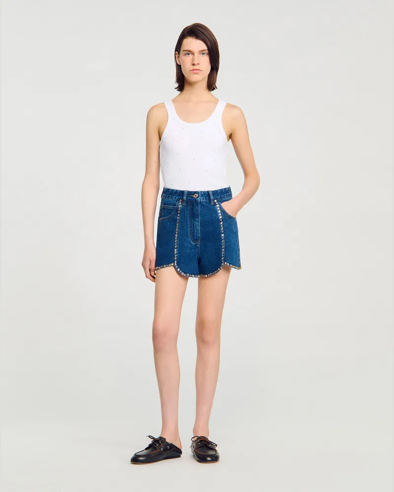 Sandro Jeansshorts mit Strass Jeansblau