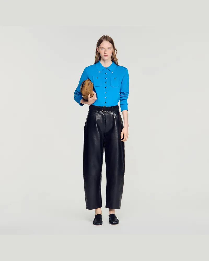 Sandro Cardigan mit Metallknöpfen Blau