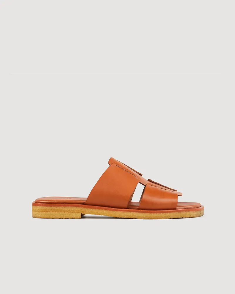 Sandro Pantoletten aus pflanzlichem Leder Hell-braun