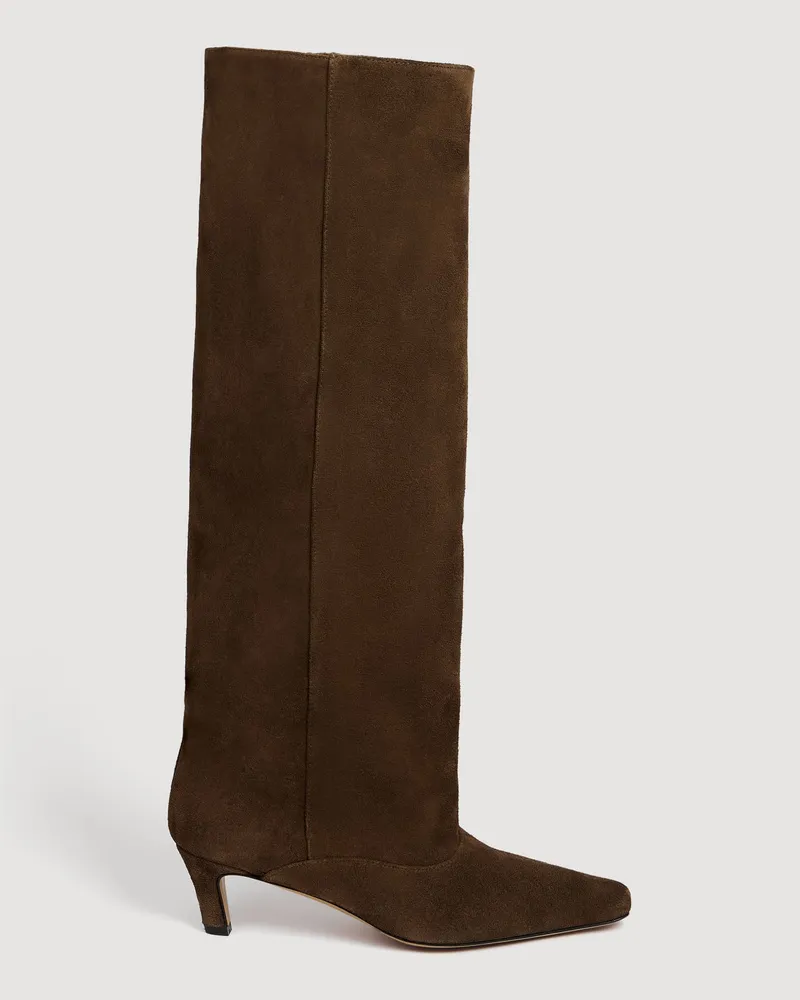 Sandro Hohe Stiefel aus Veloursleder Braun