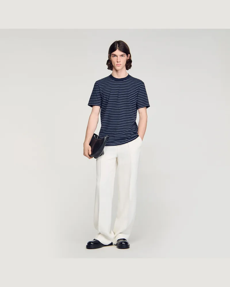 Sandro Gestreiftes T-Shirt Marine