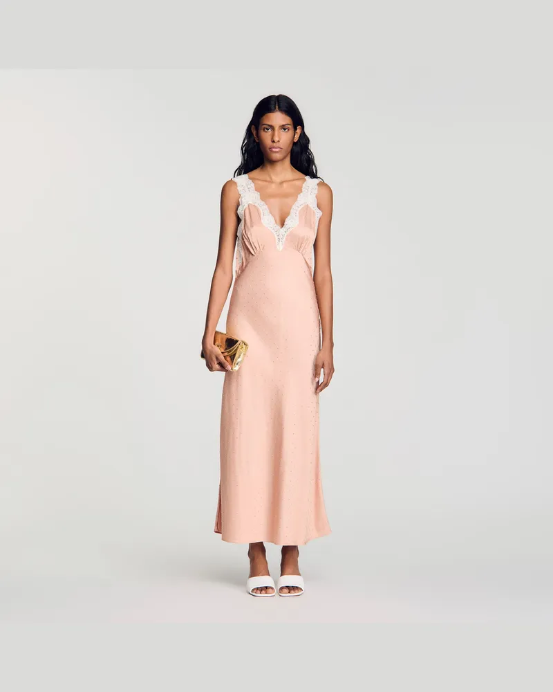 Sandro Lingerie-Kleid mit Strassbesatz Nackt