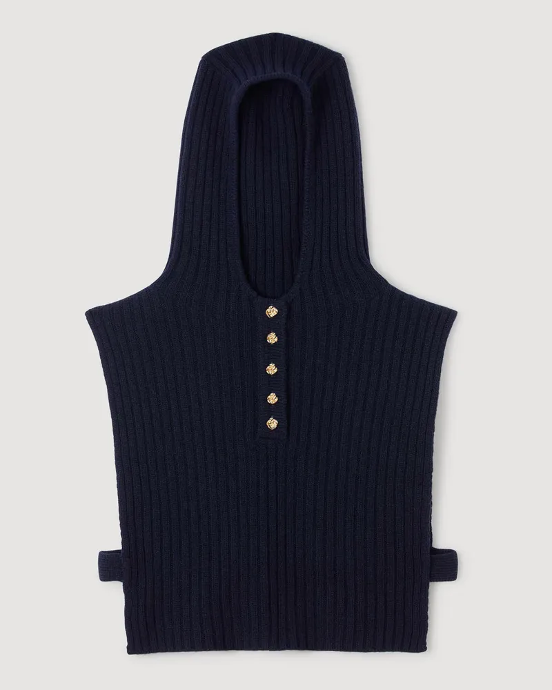 Sandro Kapuzenpullover aus Wolle Marine