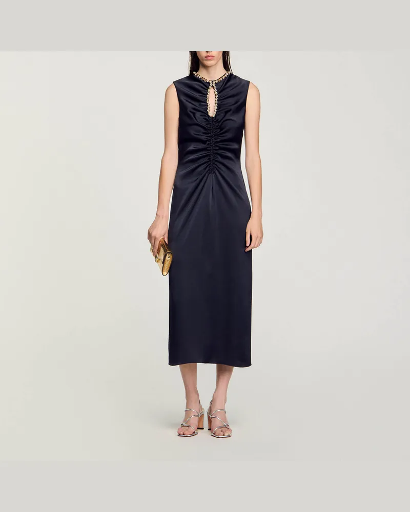 Sandro Midikleid mit Strassbesatz Marine
