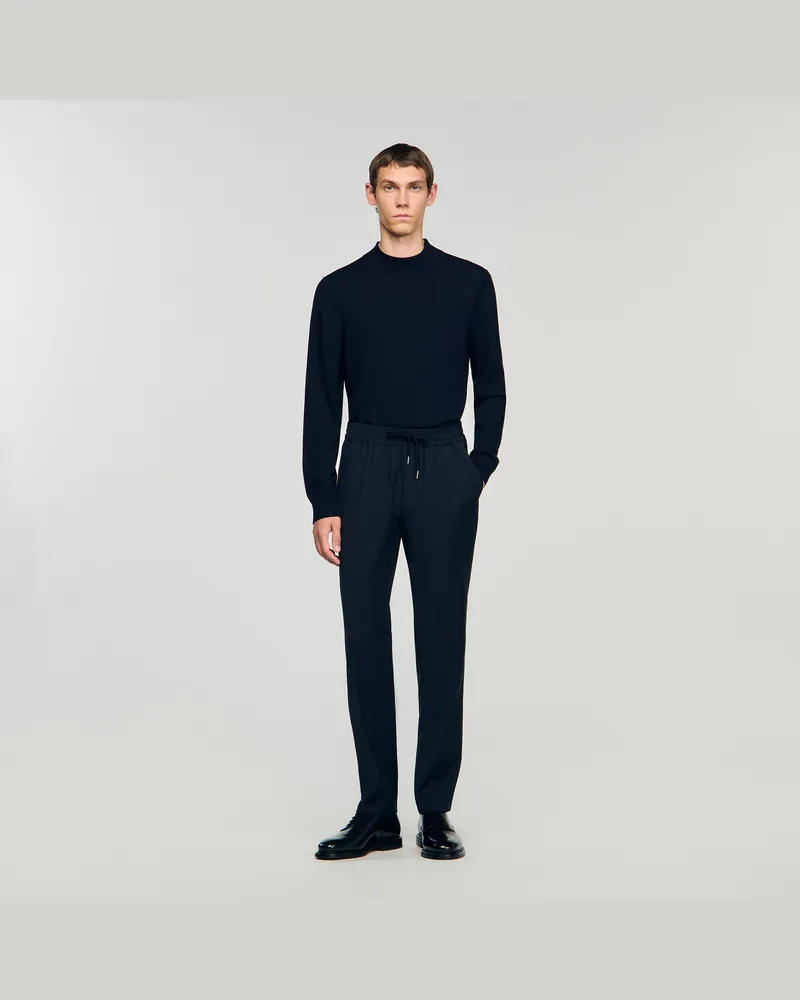 Sandro Elastische Hose mit geradem Schnitt Marine