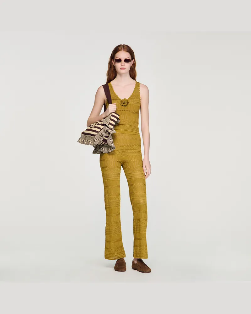 Sandro Strickoberteil mit Blumenmuster Oliv