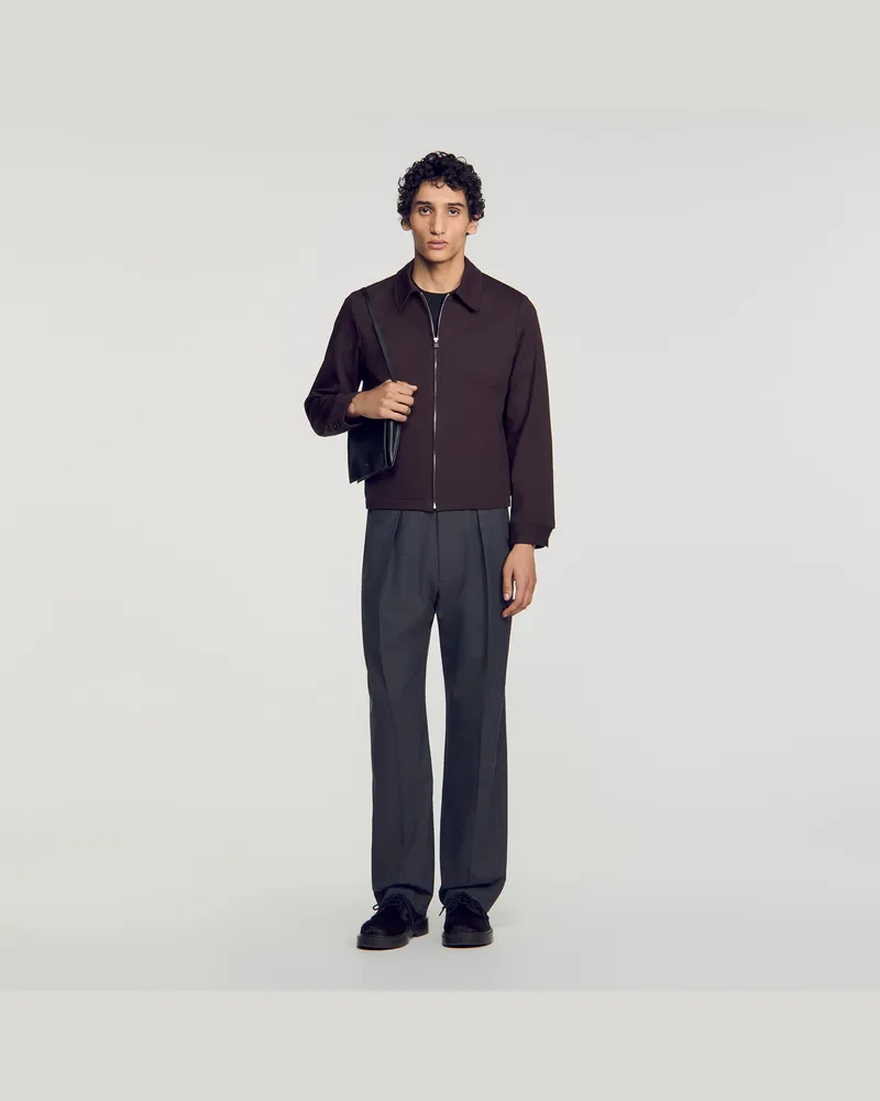Sandro Blouson aus Baumwolle Schokolade