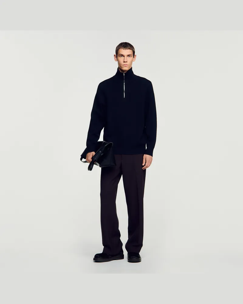 Sandro Boxy-Pullover mit Stehkragen Schwarz