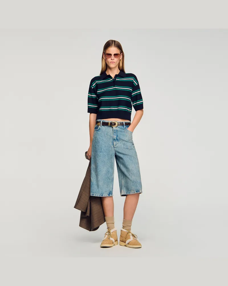 Sandro Pullover mit Polokragen Marine