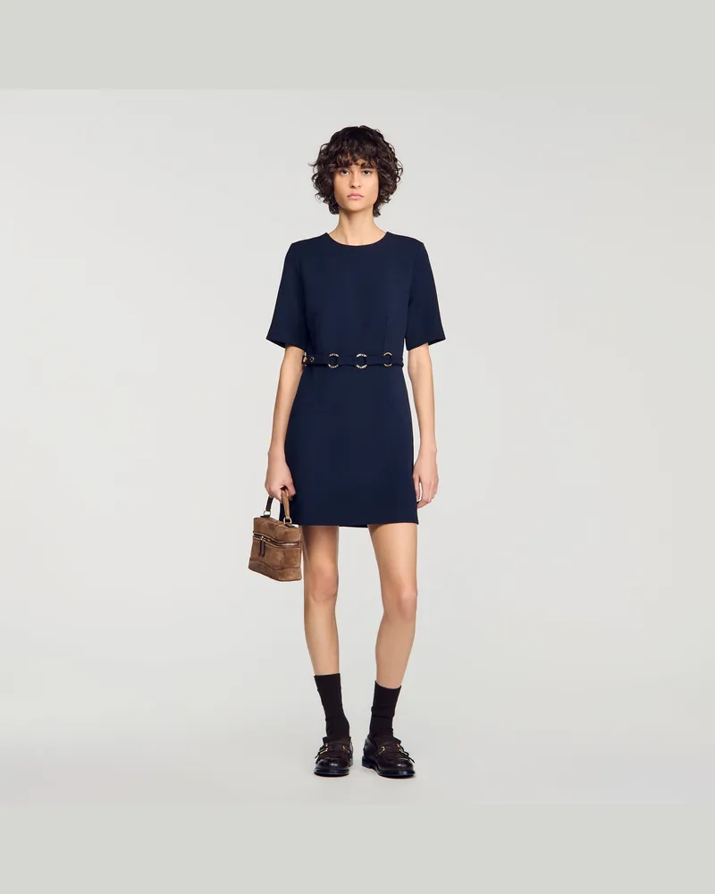 Sandro Kurzes Kleid mit Ringgürtel Marine