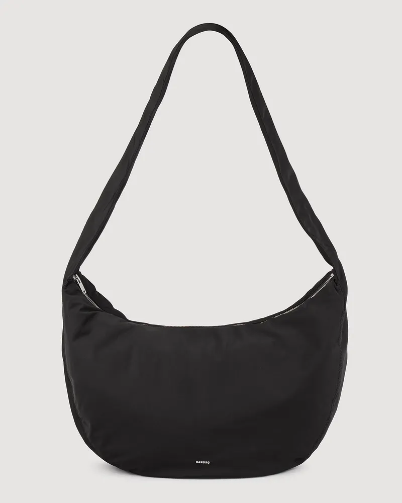 Sandro Große Hobo-Tasche aus Nylon Schwarz
