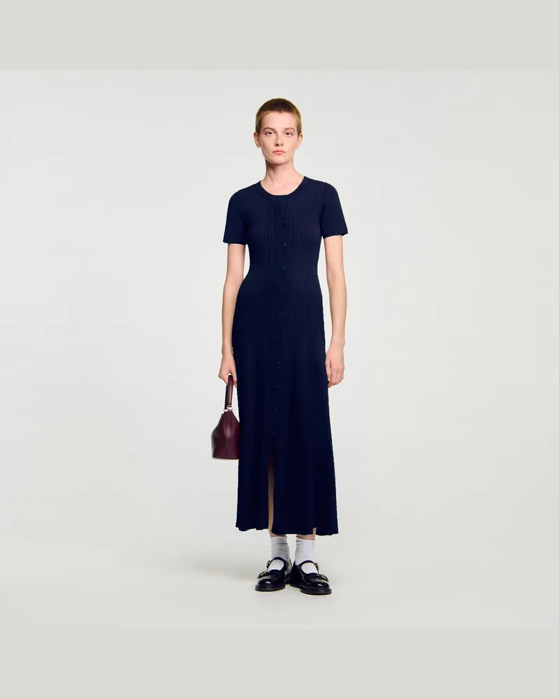 Sandro Langes Strickkleid Marine