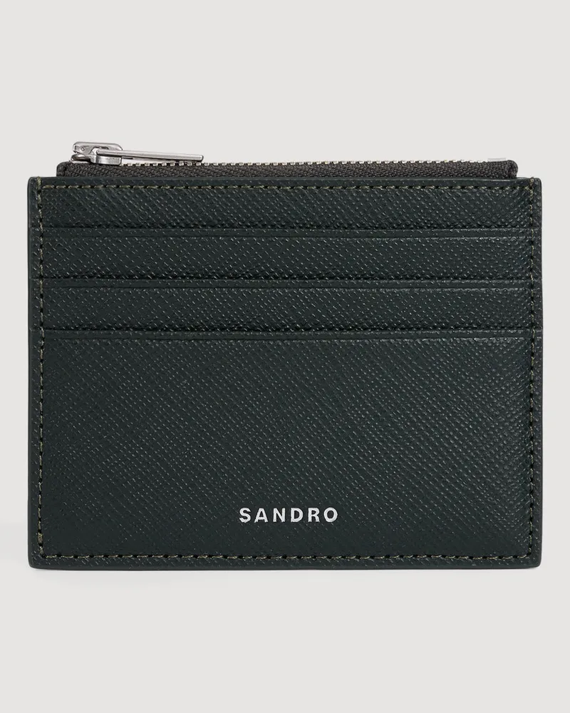 Sandro Zip-Kartenhalter aus Leder Grün