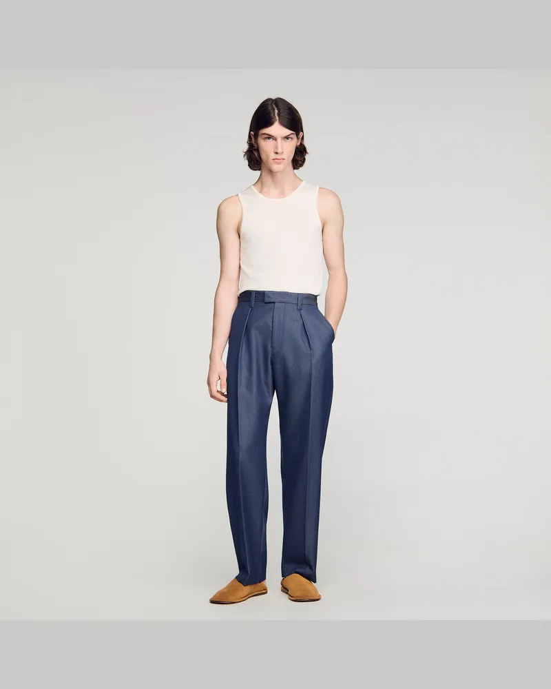 Sandro Bundfaltenhose in Denim-Optik Denim