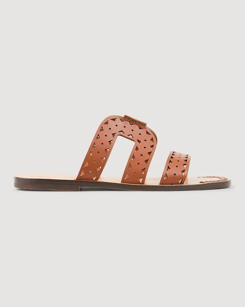 Sandro Flache Ledersandalen mit Lochmuster 0