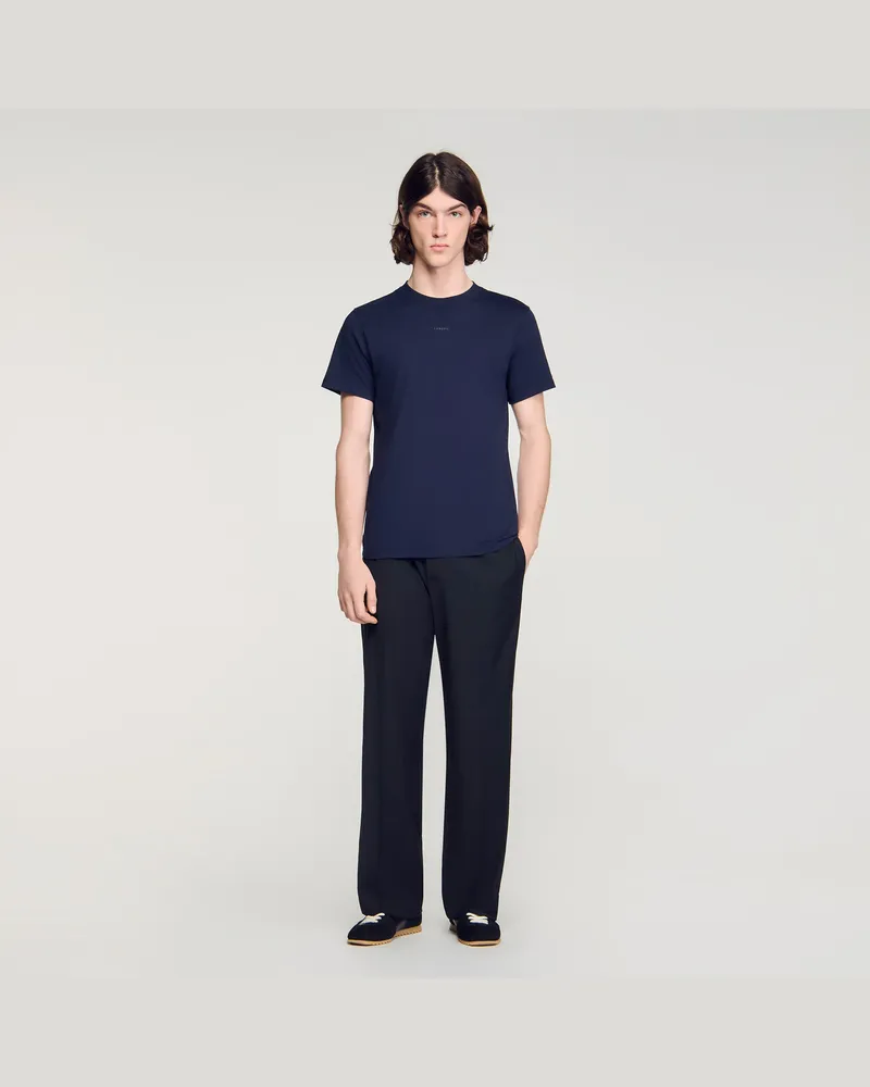 Sandro T-Shirt aus Baumwolle Marine