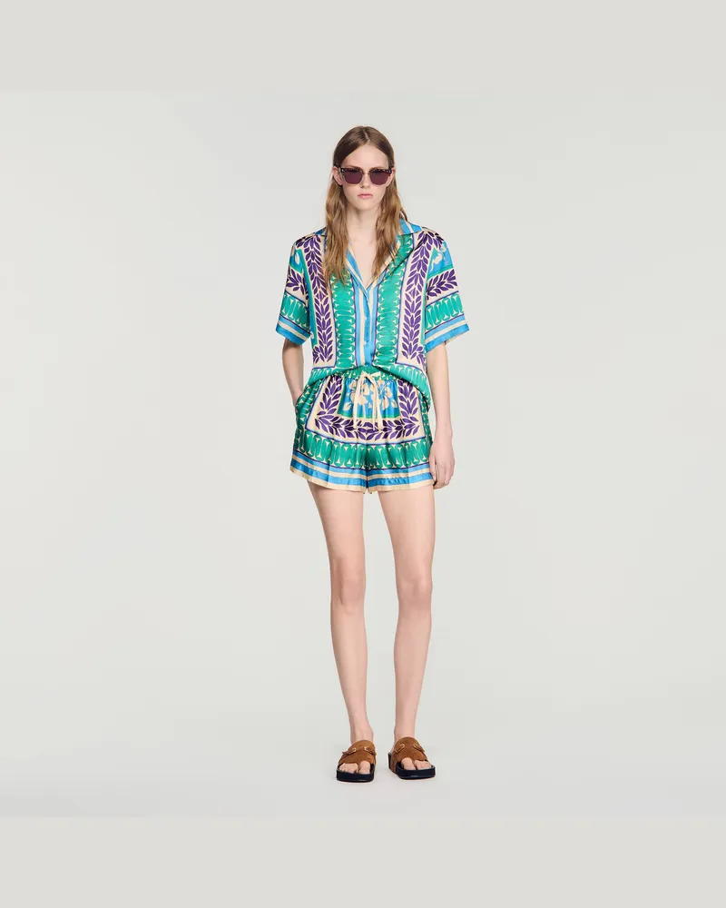 Sandro Kurze Shorts mit Blumenprint Grün