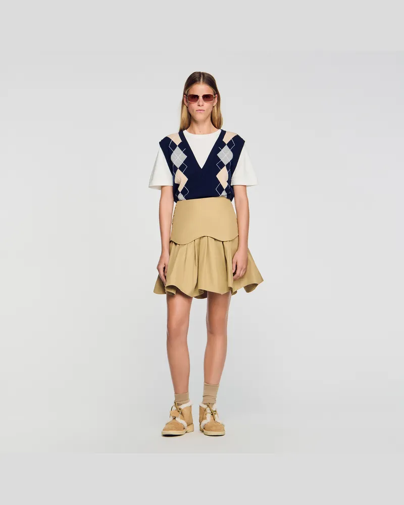 Sandro Kurzer Rock mit Volants Beige