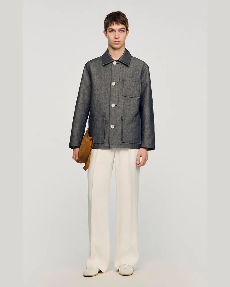 Sandro Worker-Jacke in Denim-Optik Denim