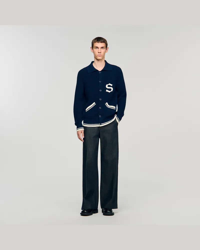 Sandro Wollcardigan mit Patch S Marine