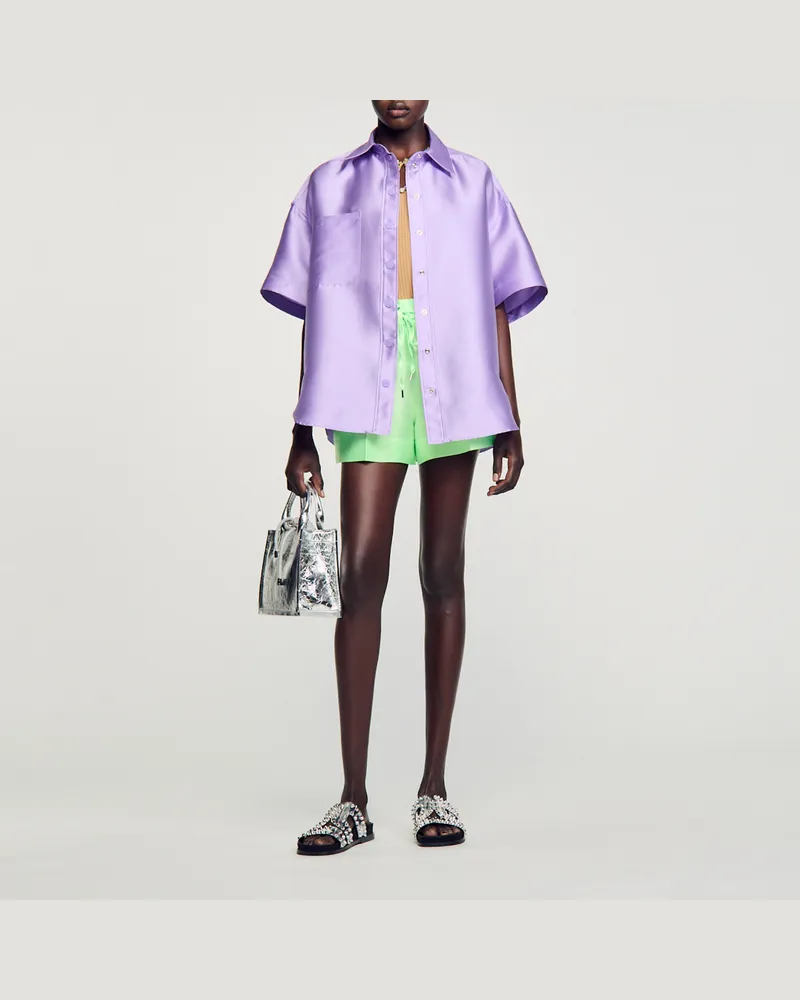 Sandro Oversize-Bluse aus Satin Violett