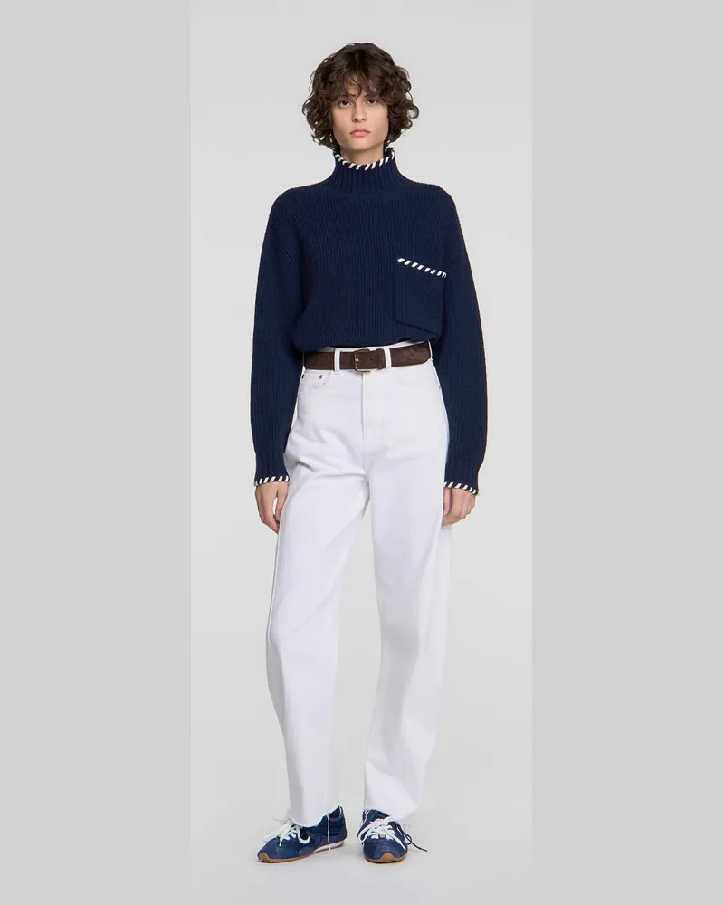 Sandro Wollpullover mit Flechtdetails Marine