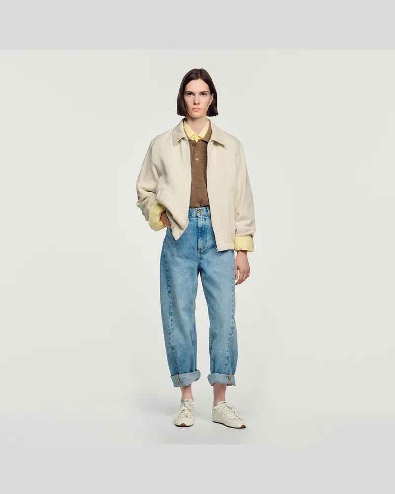 Sandro Baumwollblouson mit Reißverschluss Ecru