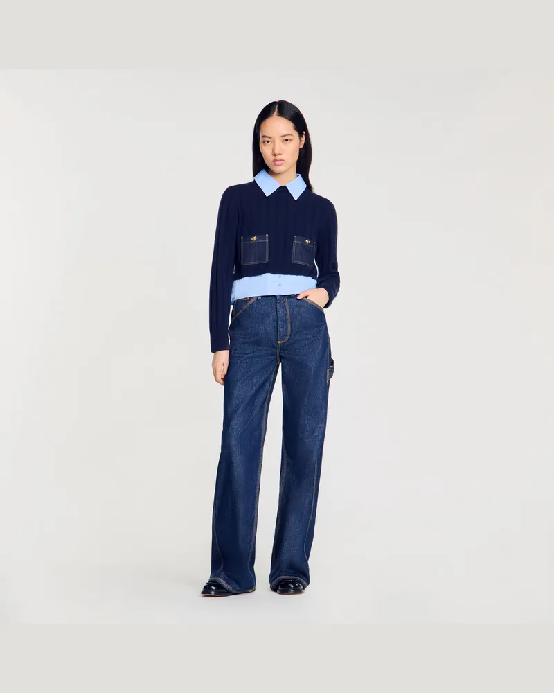 Sandro Pullover aus Kaschmir und Wolle Marine