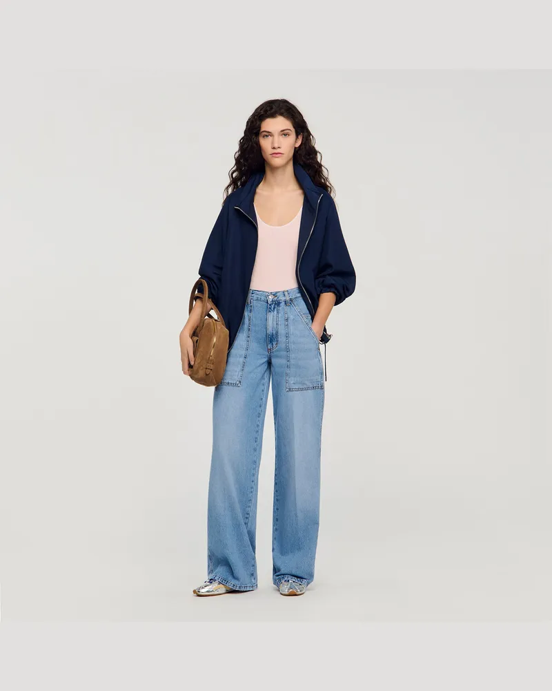 Sandro Weite, gerade Washed-Cotton-Jeans Jeansblau