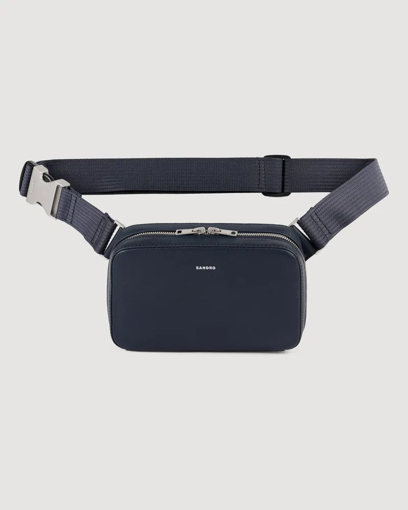 Sandro Kleine Tasche aus genarbtem Leder Marine