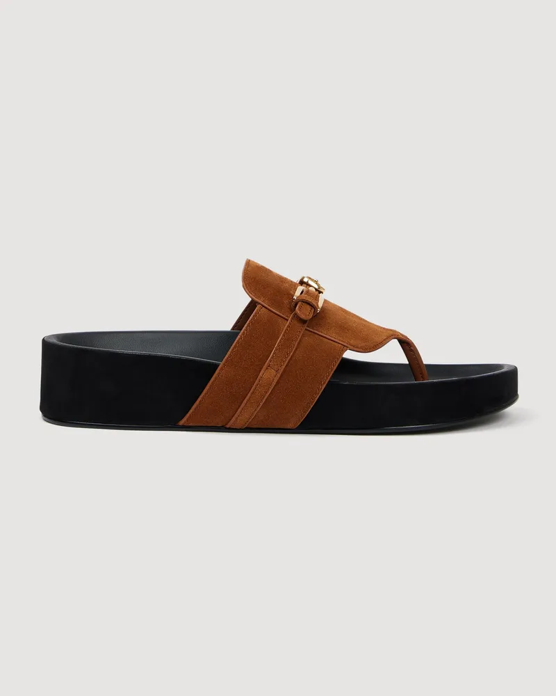 Sandro Veloursledersandalen mit Schnallen Braun