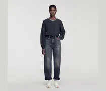 Pullover mit geflochtenem V-Kragen