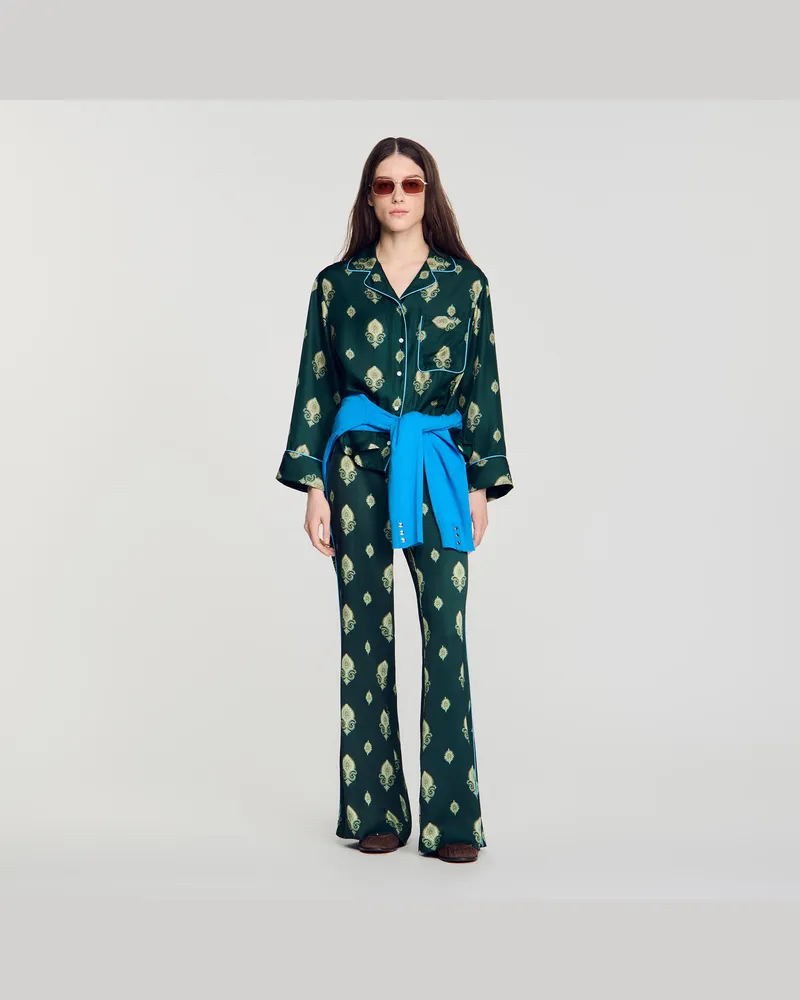 Sandro Pyjama-Hemd mit Paisley-Print Grün