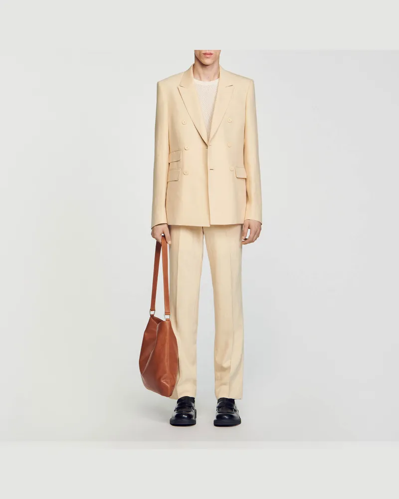 Sandro Zweireihiges Anzugsakko Beige