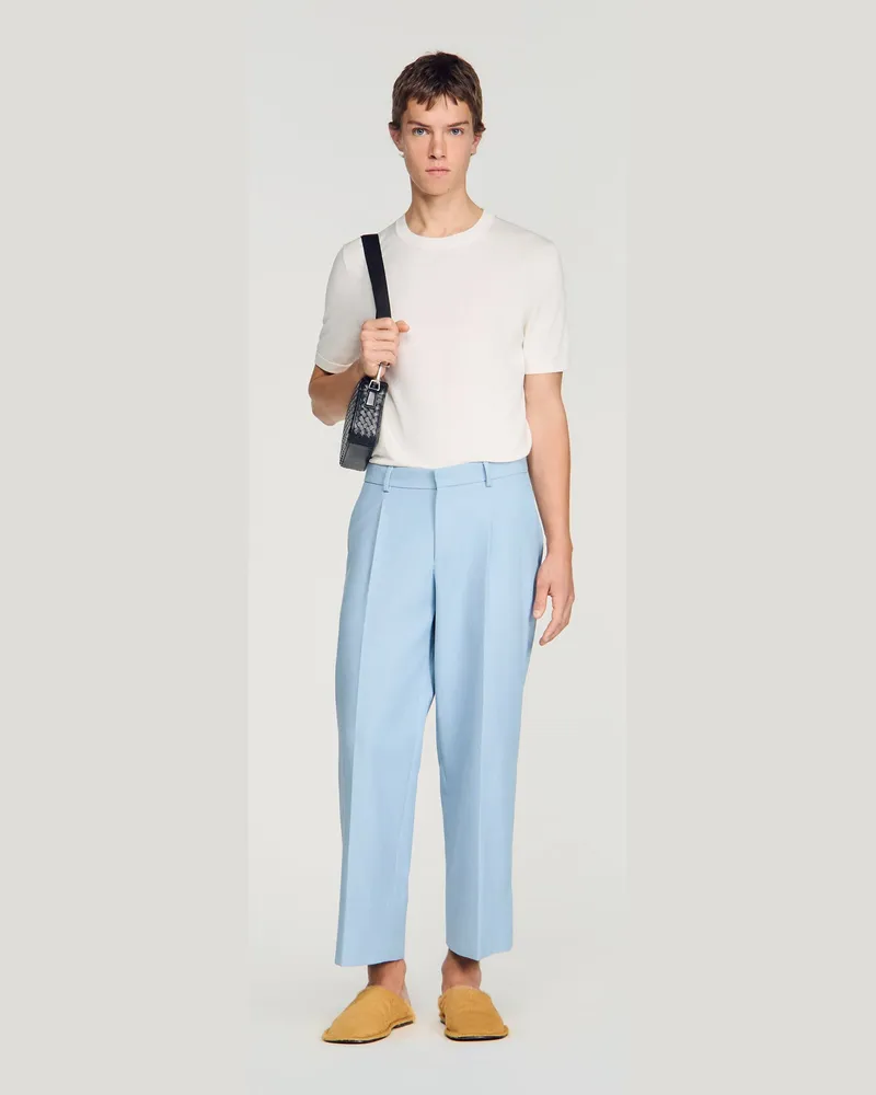 Sandro Weite Bundfaltenhose Himmel-blau