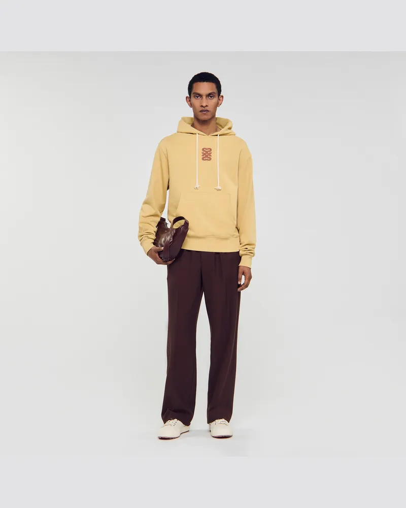 Sandro Sweatshirt mit Leder-Patch Ocher