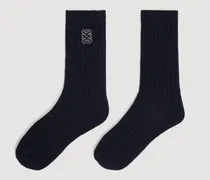Gerippte Socken mit Logo