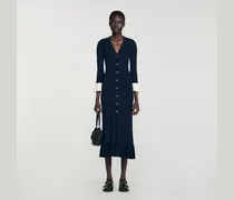 Langes zweifarbiges Strickkleid