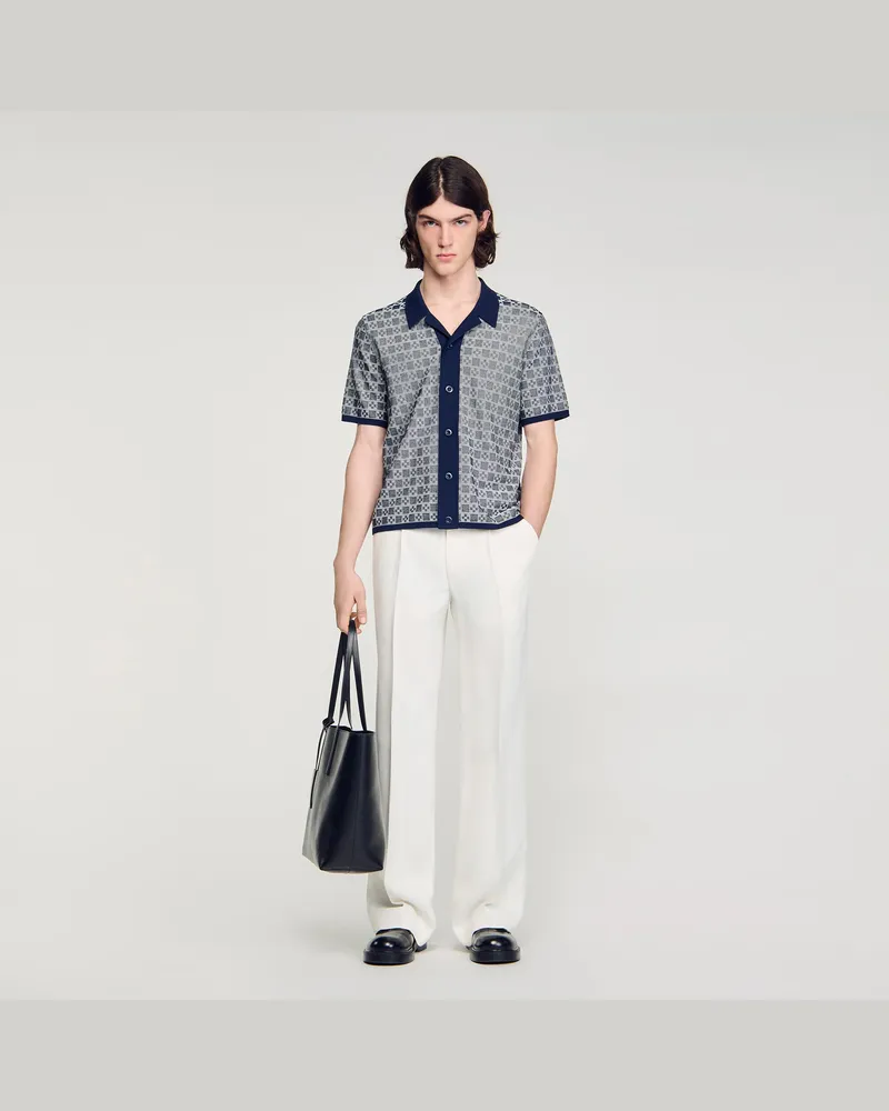 Sandro Hemd mit Square-Cross-Jacquard Navy