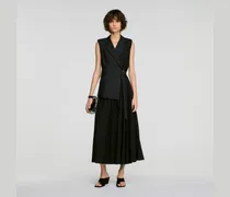 Langes Wickelkleid im 2-in-1-Look