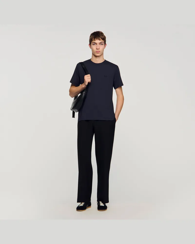 Sandro T-Shirt mit Double-S-Patch Marine