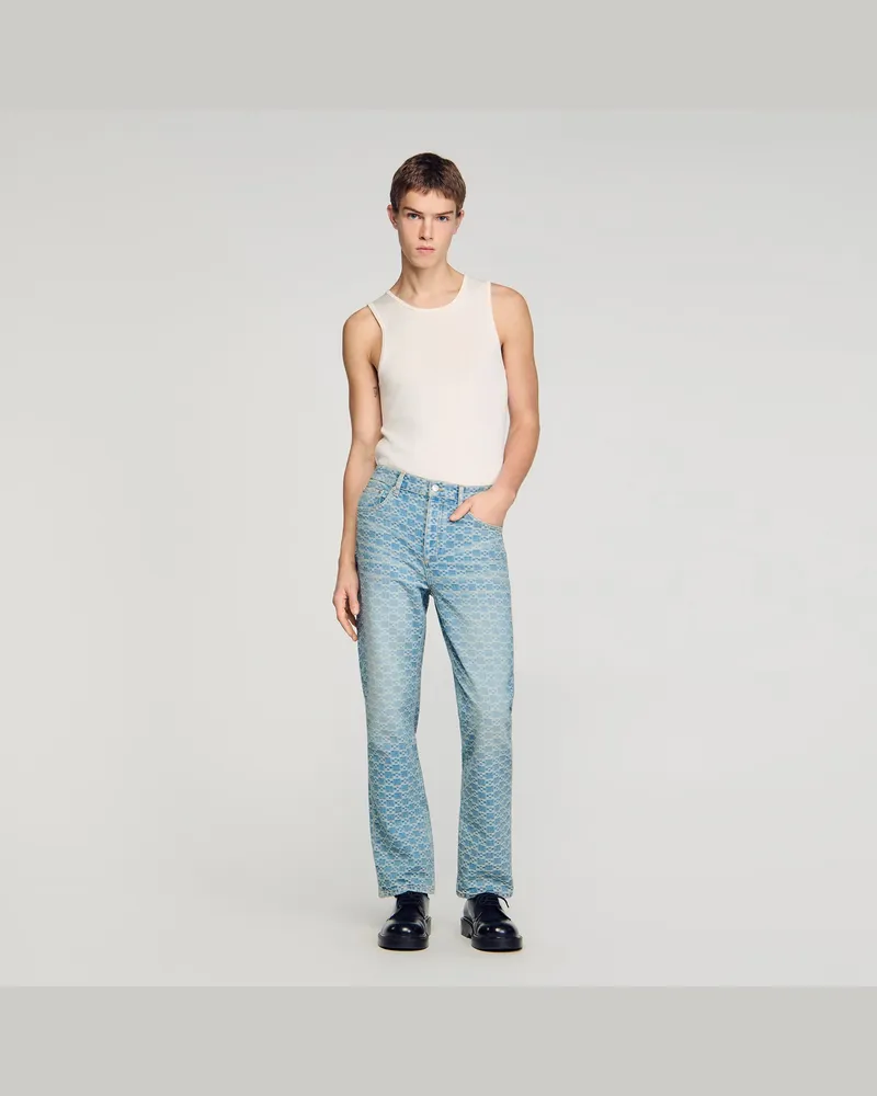 Sandro Regular-Jeans mit Square Cross Himmel-blau