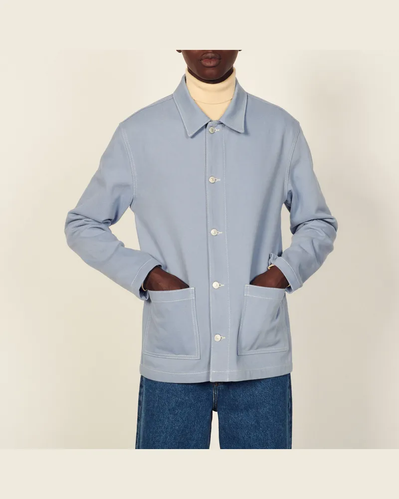 Sandro Blouson aus Baumwolltoile Blue-vintage-denim