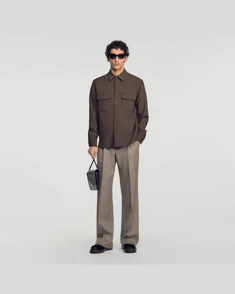Sandro Hemd mit aufgesetzten Taschen Taupe