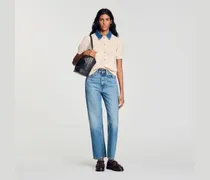Cardigan mit Denim-Kragen