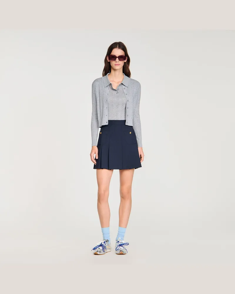 Sandro Cardigan aus Pointelle-Strick Grau
