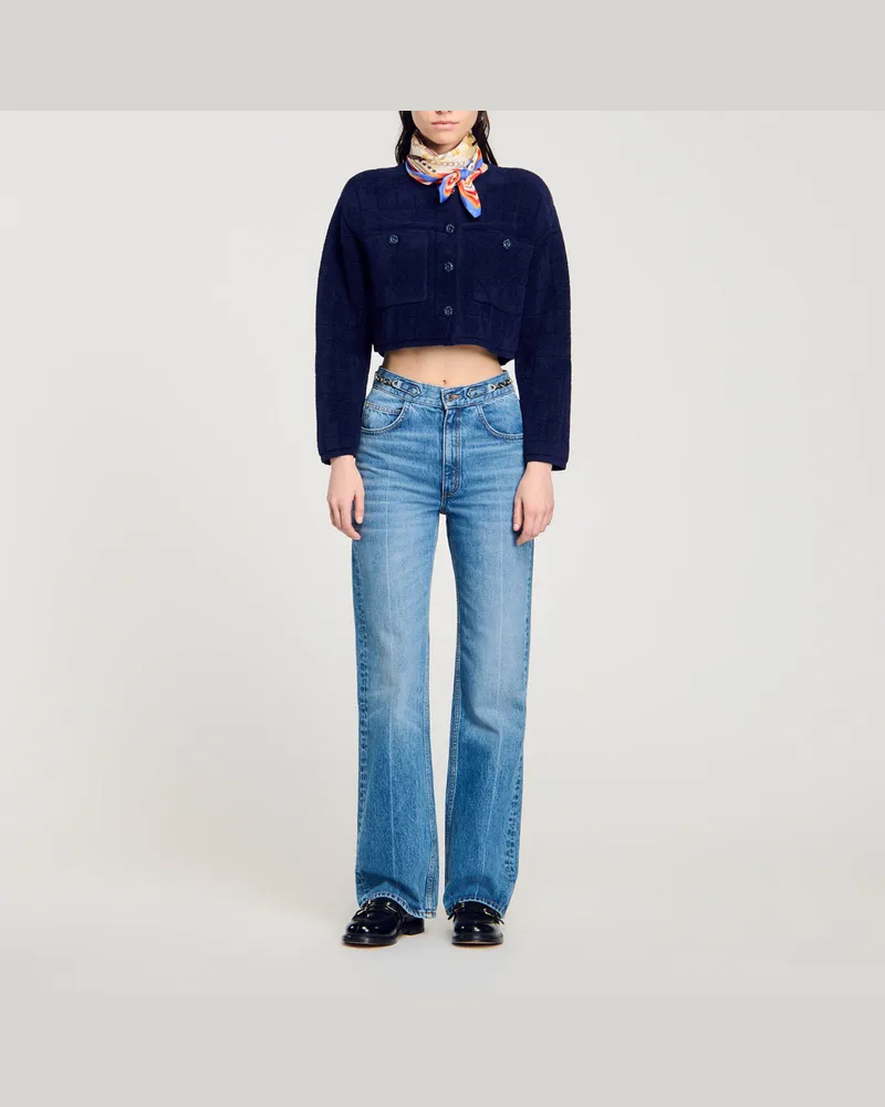 Sandro Kurze Strickjacke Marine