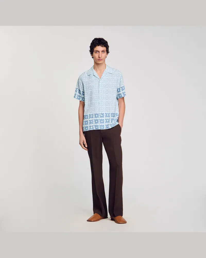 Sandro Hemd mit Blumenprint Himmel