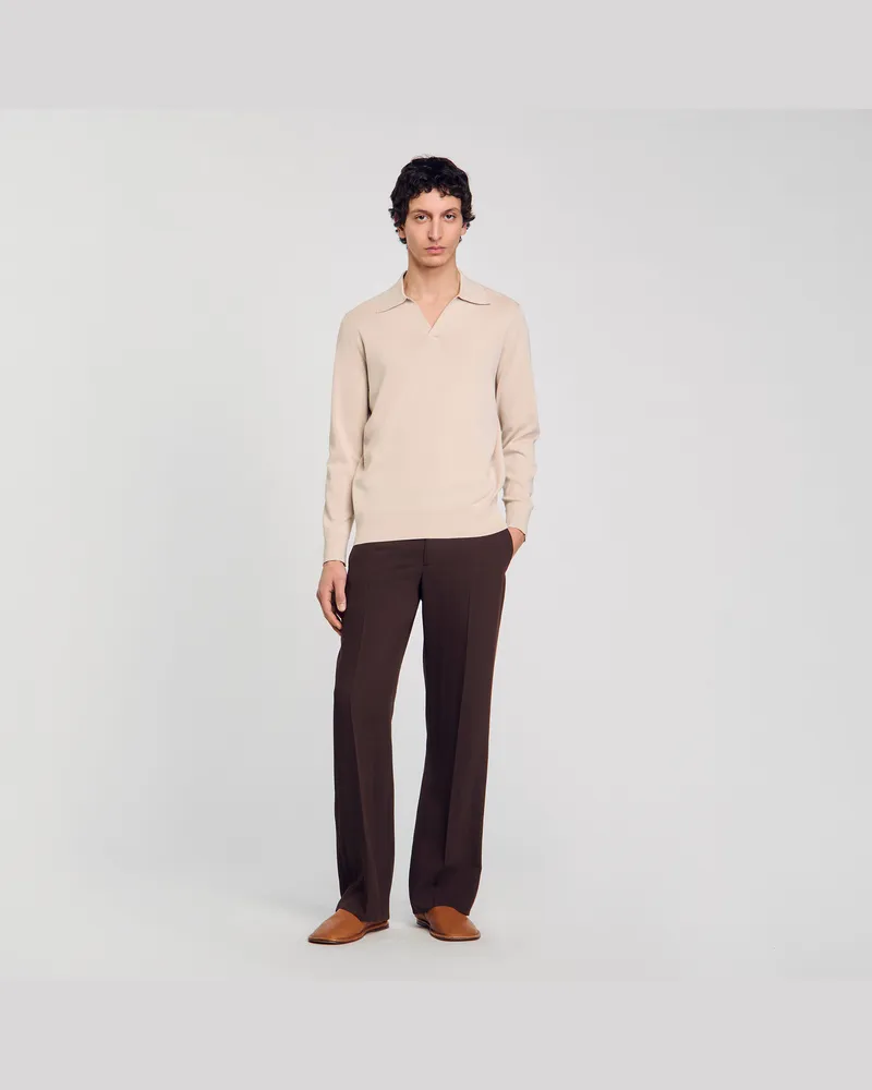 Sandro Poloshirt aus Strick Avoine